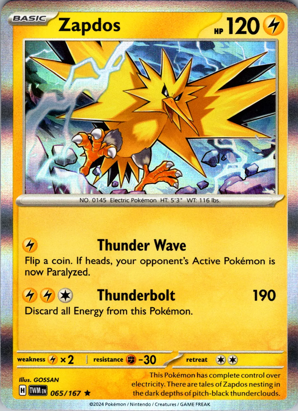 Zapdos (065/167) [Scarlet & Violet: Twilight Masquerade] | Galaxy Games LLC