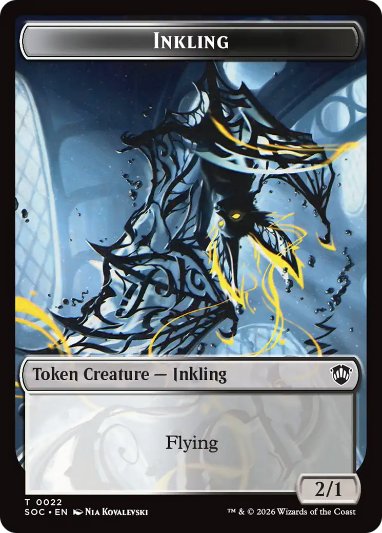 Cat // Inkling (0022) Double-Sided Token [Secrets of Strixhaven Commander Tokens] | Galaxy Games LLC