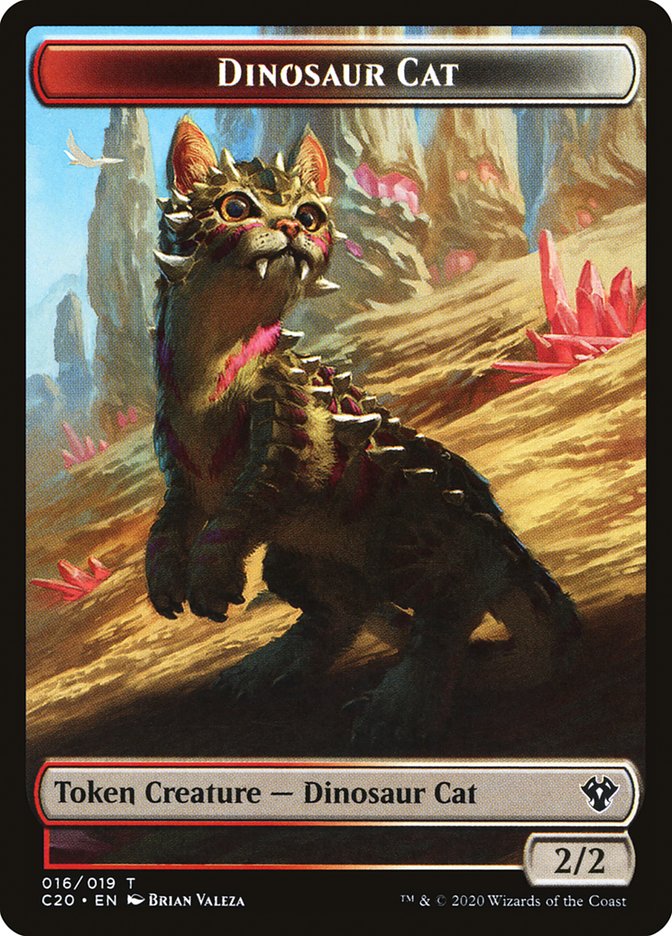 Bird // Dinosaur Cat Double-Sided Token [Commander 2020 Tokens] | Galaxy Games LLC