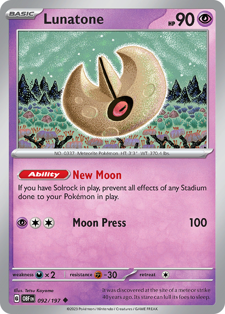 Lunatone (092/197) [Scarlet & Violet: Obsidian Flames] | Galaxy Games LLC