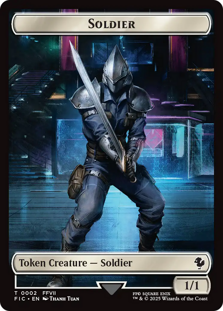 Soldier // Rebel Double-Sided Token (Surge Foil) [FINAL FANTASY Commander Tokens] | Galaxy Games LLC