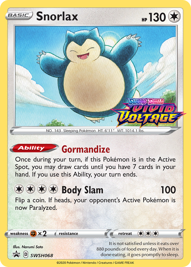 Snorlax (SWSH068) (Prerelease Promo) [Sword & Shield: Black Star Promos] | Galaxy Games LLC