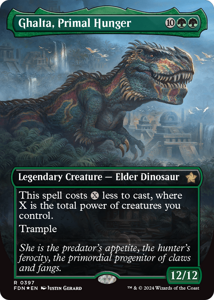 Ghalta, Primal Hunger (Borderless) (Mana Foil) [Foundations] | Galaxy Games LLC