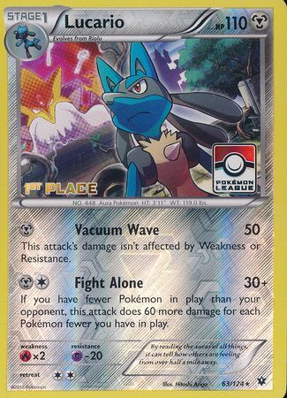 Lucario (63/124) (League Promo 1st Place) [XY: Fates Collide] | Galaxy Games LLC