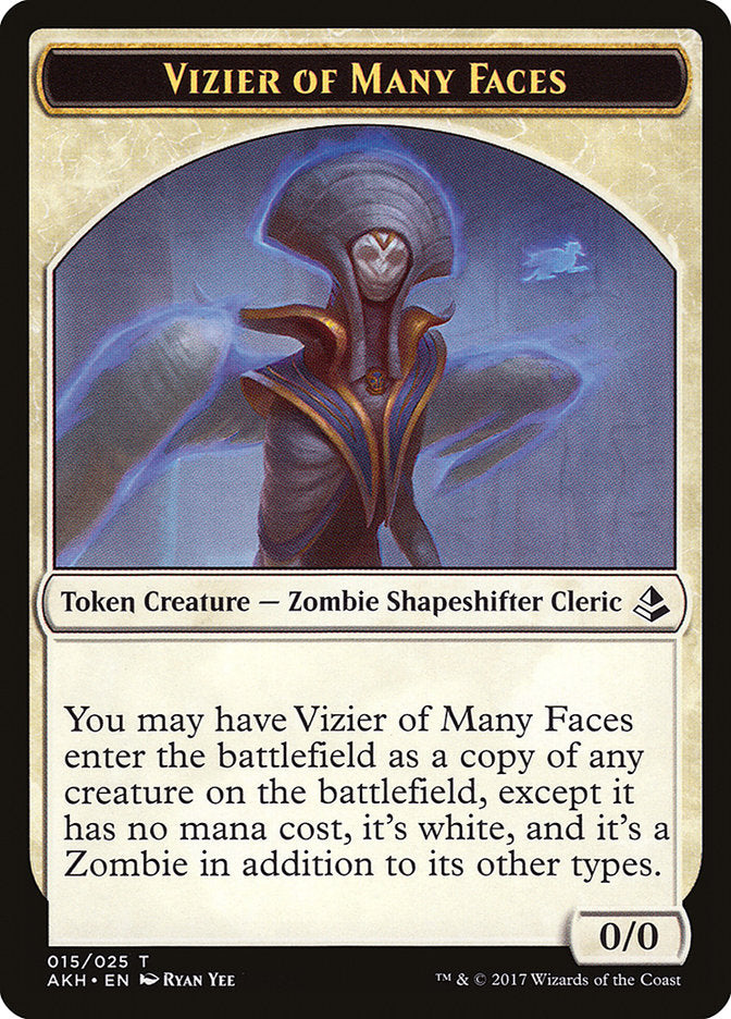 Vizier of Many Faces // Zombie Double-Sided Token [Amonkhet Tokens] | Galaxy Games LLC