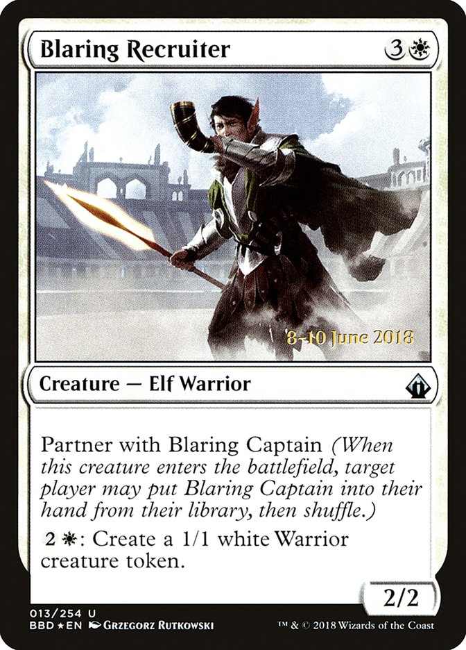 Blaring Recruiter (Prerelease) [Battlebond Prerelease Promos] | Galaxy Games LLC