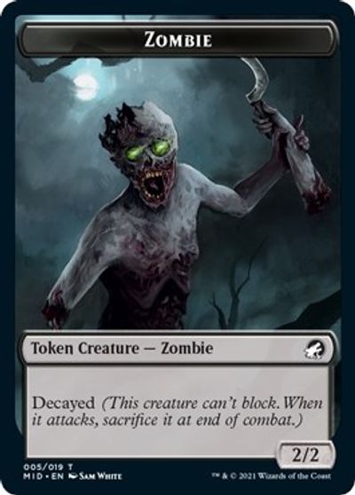 Zombie // Zombie Double-Sided Token (005 MIC/005 MID) [Innistrad: Midnight Hunt Commander Tokens] | Galaxy Games LLC