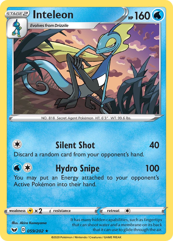 Inteleon (059/202) (Cracked Ice Holo) (Theme Deck Exclusive) [Sword & Shield: Base Set] | Galaxy Games LLC