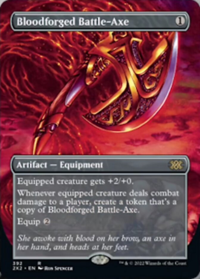 Bloodforged Battle-Axe (Borderless Alternate Art) [Double Masters 2022] | Galaxy Games LLC