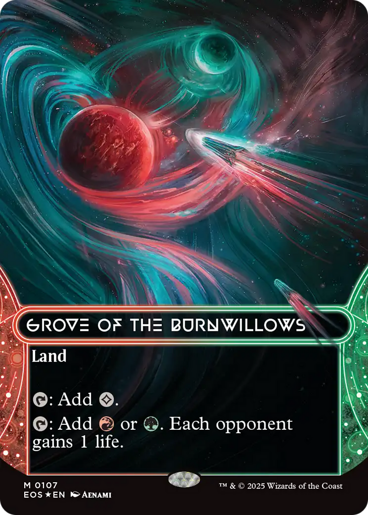 Grove of the Burnwillows (0107) (Borderless) (Galaxy Foil) [Edge of Eternities: Stellar Sights] | Galaxy Games LLC