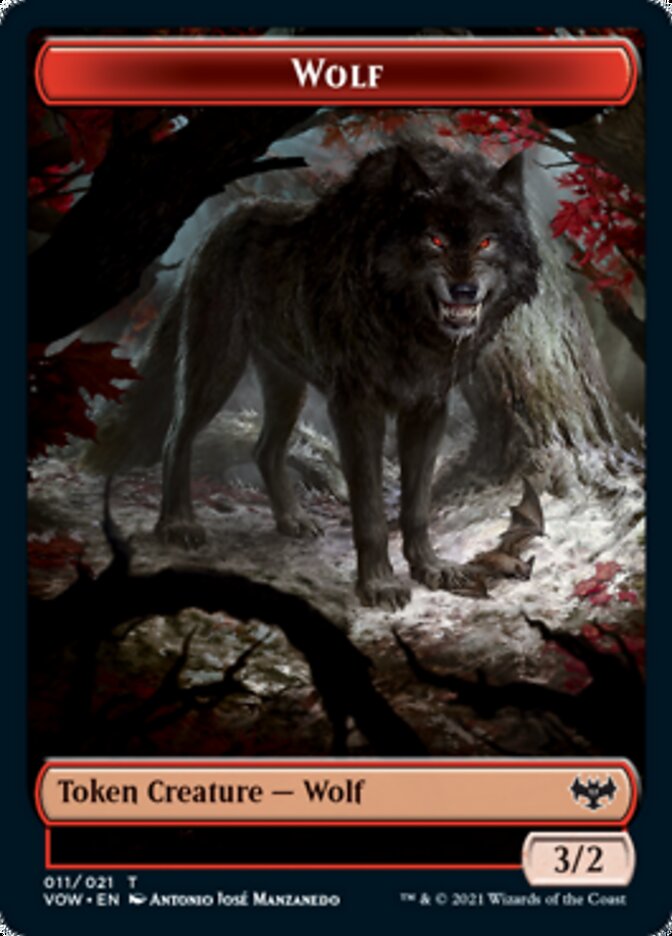 Wolf (011) // Treasure Double-Sided Token [Innistrad: Crimson Vow Tokens] | Galaxy Games LLC
