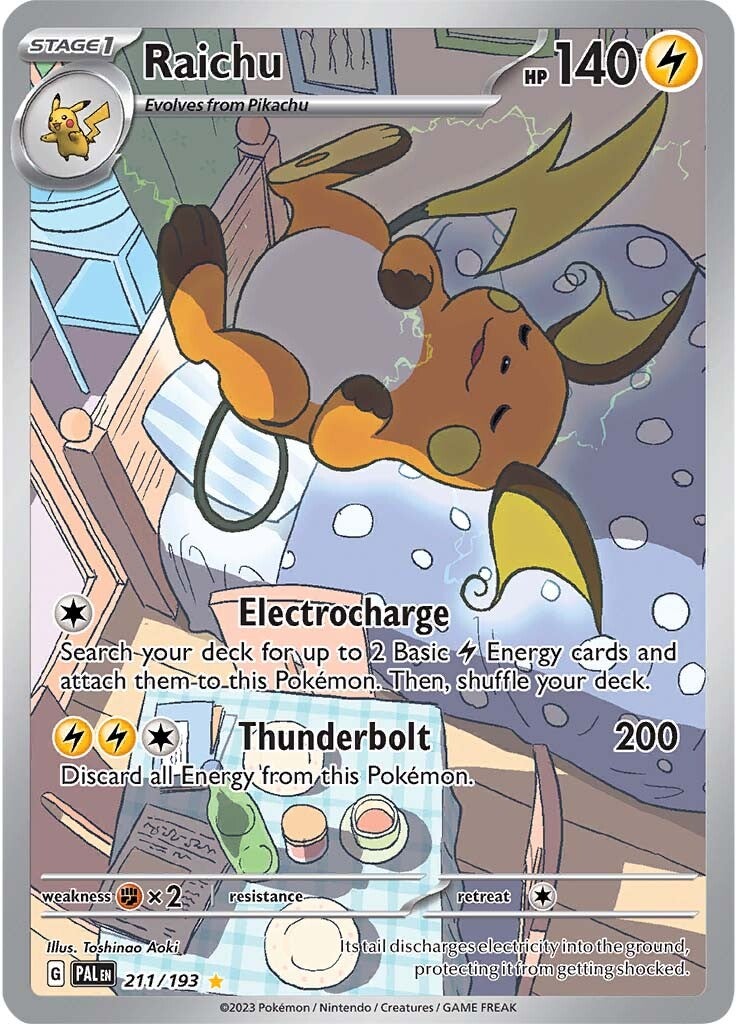 Raichu 211/193 - Holofoil SV02 Paldea Evolved - Illustration Rare Heavily Played Holofoil Raichu 211/193 - Holofoil SV02 Paldea Evolved - Illustration Rare Heavily Played Holofoil
