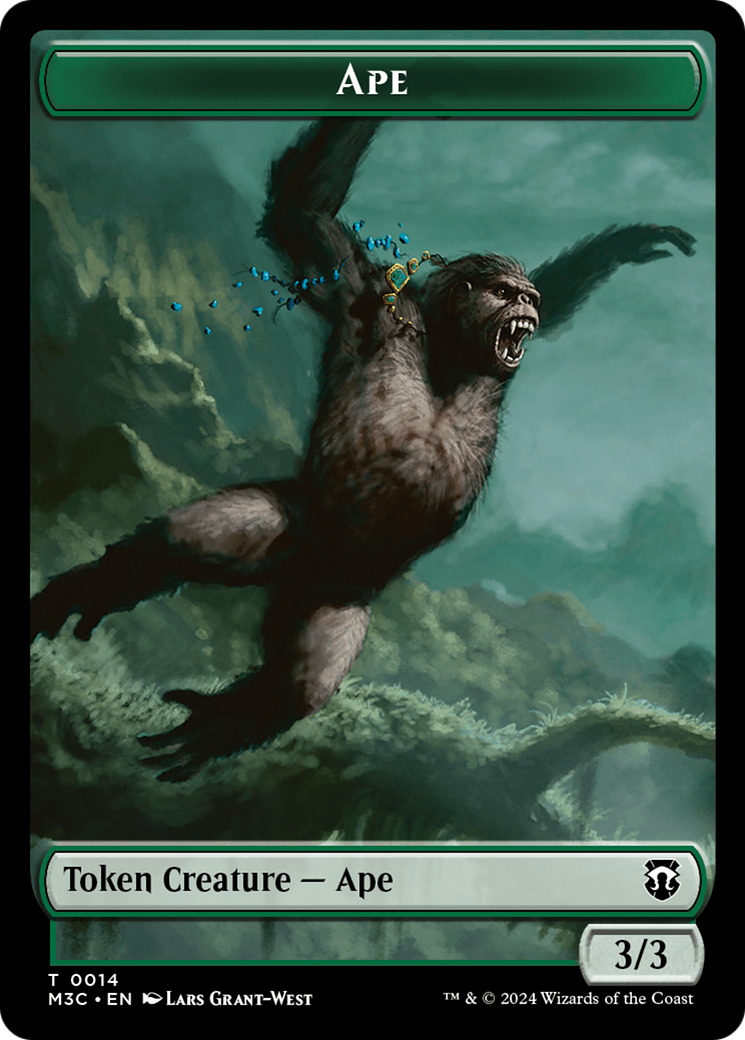 Ape (Ripple Foil) // Plant Double-Sided Token [Modern Horizons 3 Commander Tokens] | Galaxy Games LLC