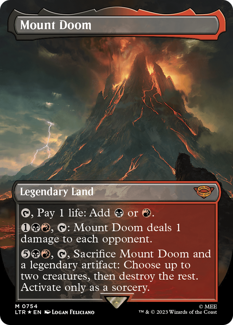 Mount Doom (Borderless) (Surge Foil) [The Lord of the Rings: Tales of Middle-Earth] | Galaxy Games LLC