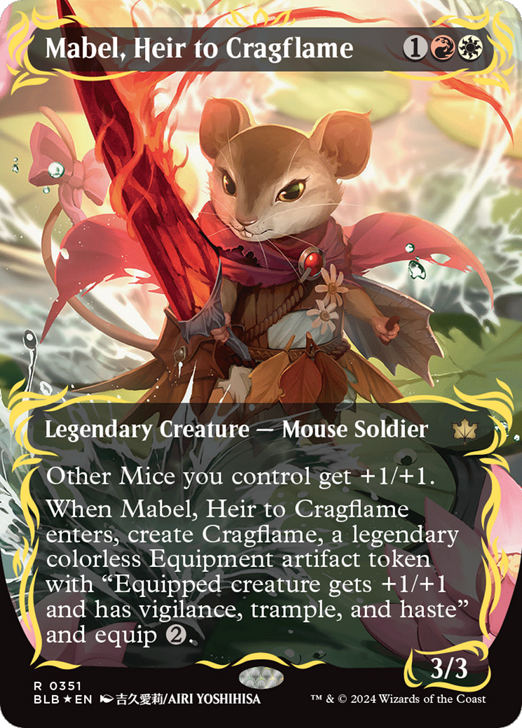 Mabel, Heir to Cragflame (Borderless) (Raised Foil) [Bloomburrow] | Galaxy Games LLC