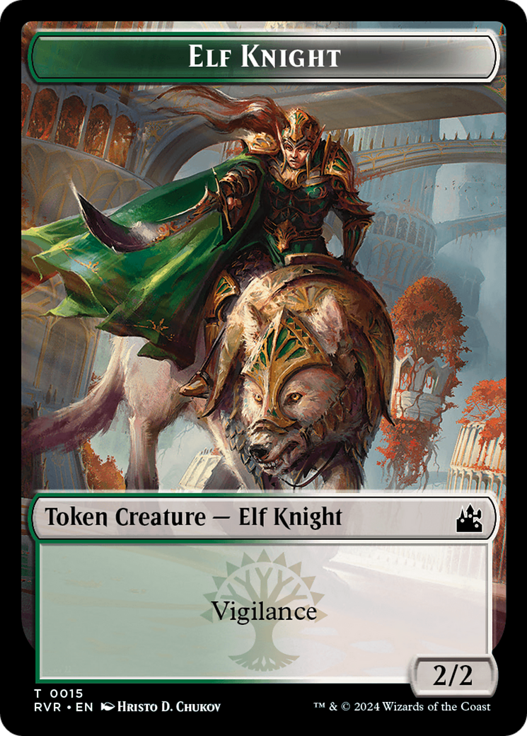 Elf Knight // Angel (0002) Double-Sided Token [Ravnica Remastered Tokens] | Galaxy Games LLC