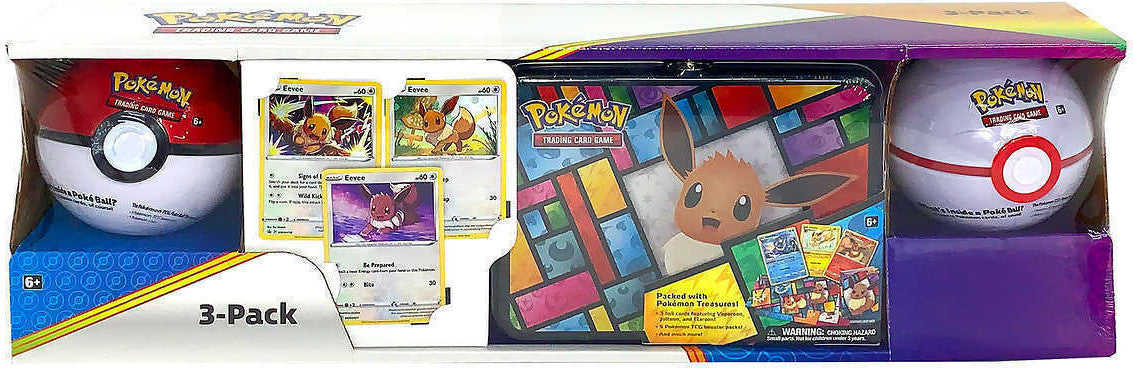 3-Pack (Eevee Treasure Chest/Poke Ball Tins) | Galaxy Games LLC