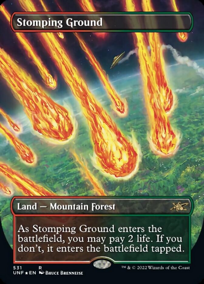 Stomping Ground (Borderless) (Galaxy Foil) [Unfinity] | Galaxy Games LLC