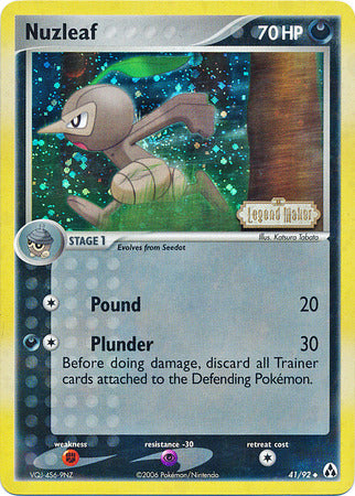 Nuzleaf (41/92) (Stamped) [EX: Legend Maker] | Galaxy Games LLC