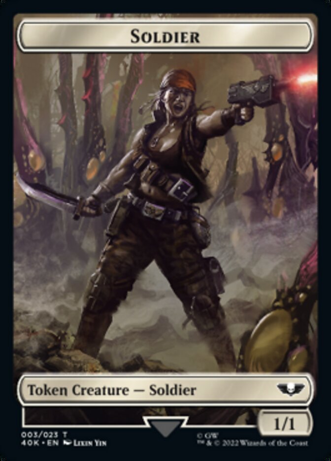 Soldier (003) // Sicarian Infiltrator Double-Sided Token (Surge Foil) [Warhammer 40,000 Tokens] | Galaxy Games LLC