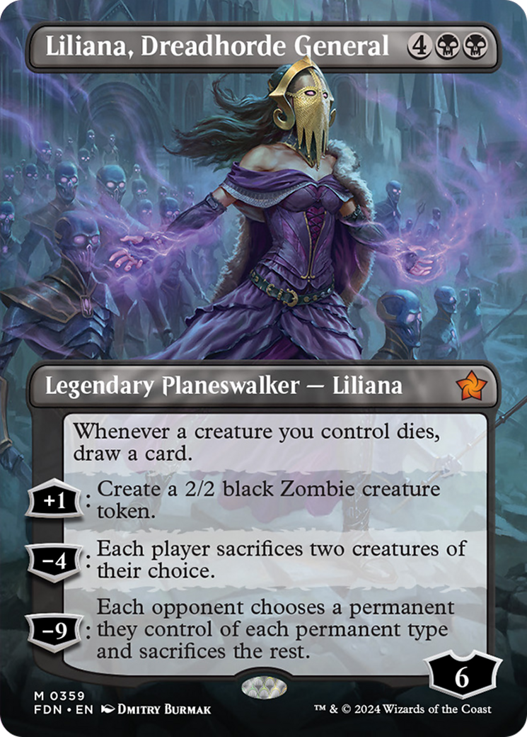 Liliana, Dreadhorde General (Borderless) [Foundations] | Galaxy Games LLC