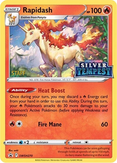 Rapidash (SWSH270) (Prerelease) (Staff) [Sword & Shield: Black Star Promos] | Galaxy Games LLC