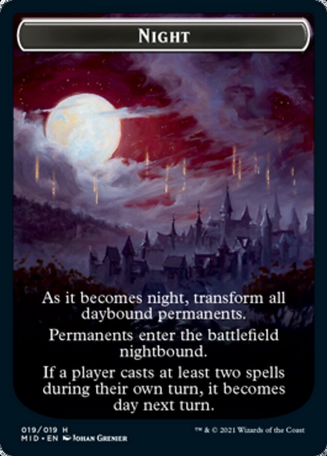 Day // Night Double-Sided Token [Innistrad: Midnight Hunt Tokens] | Galaxy Games LLC