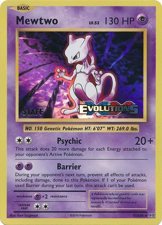 Mewtwo (51/108) (XY Evolutions Staff Prerelease) [XY: Black Star Promos] | Galaxy Games LLC