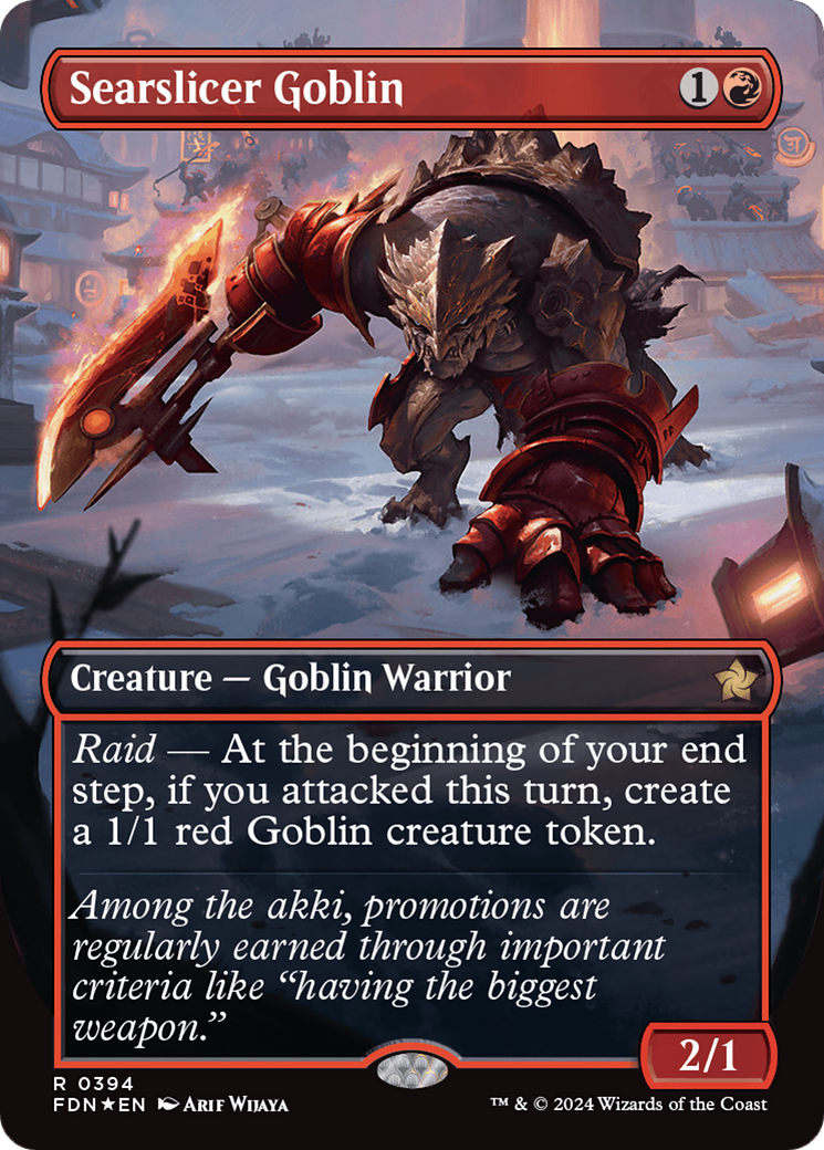 Searslicer Goblin (Borderless) (Mana Foil) [Foundations] | Galaxy Games LLC