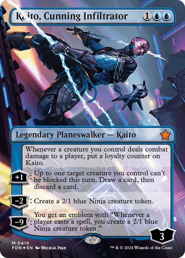 Kaito, Cunning Infiltrator (Borderless) (Mana Foil) [Foundations] | Galaxy Games LLC