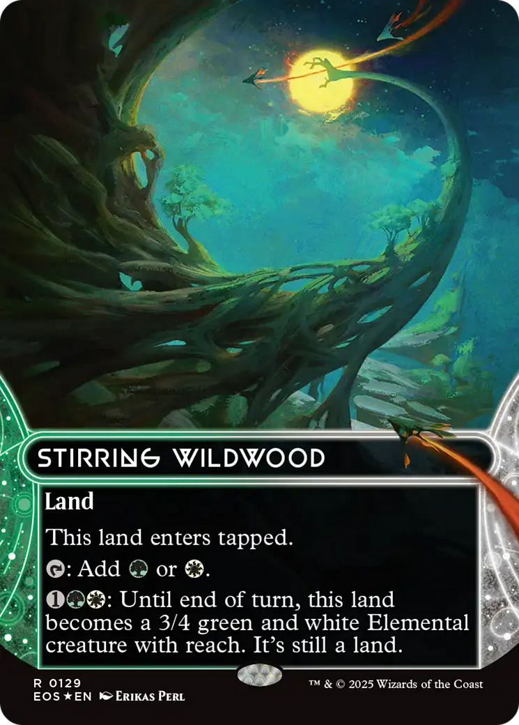 Stirring Wildwood (0129) (Borderless) (Galaxy Foil) [Edge of Eternities: Stellar Sights] | Galaxy Games LLC