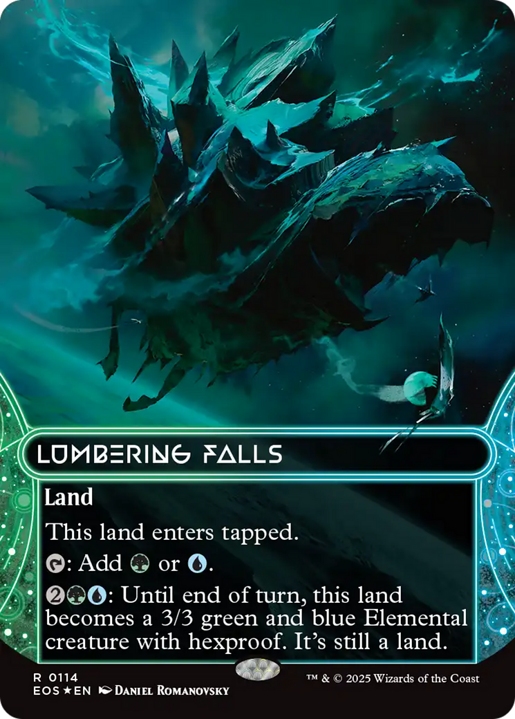 Lumbering Falls (0114) (Borderless) (Galaxy Foil) [Edge of Eternities: Stellar Sights] | Galaxy Games LLC