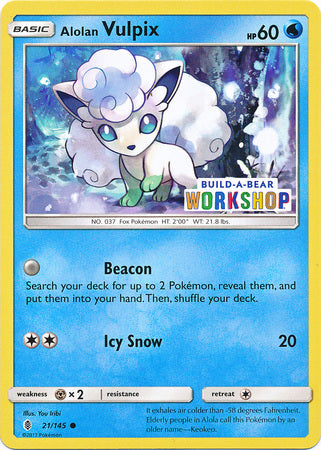 Alolan Vulpix (21/145) (Build A Bear Workshop Exclusive) [Sun & Moon: Guardians Rising] | Galaxy Games LLC