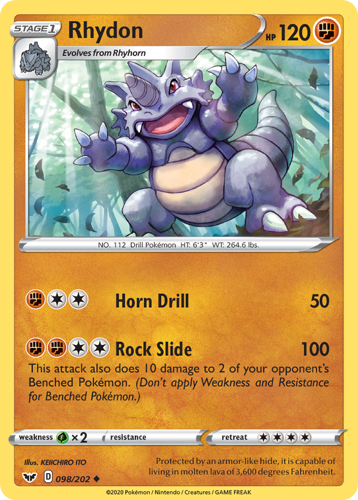 Rhydon (098/202) [Sword & Shield: Base Set] | Galaxy Games LLC