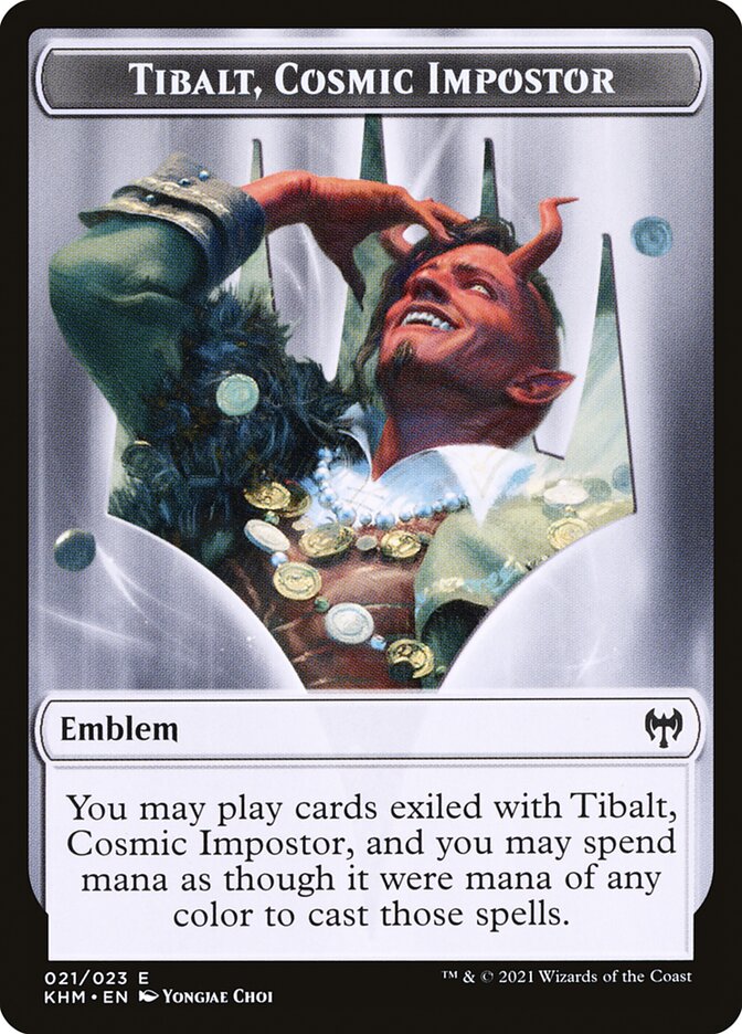 Elf Warrior // Tibalt, Cosmic Impostor Emblem Double-Sided Token [Kaldheim Tokens] | Galaxy Games LLC