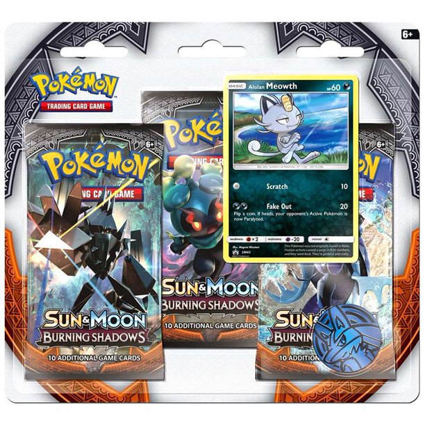 Sun & Moon: Burning Shadows - 3-Pack Blister (Alolan Meowth) | Galaxy Games LLC