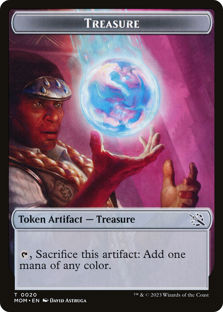 Treasure (20) // Teferi Akosa of Zhalfir Emblem Double-Sided Token [March of the Machine Tokens] | Galaxy Games LLC