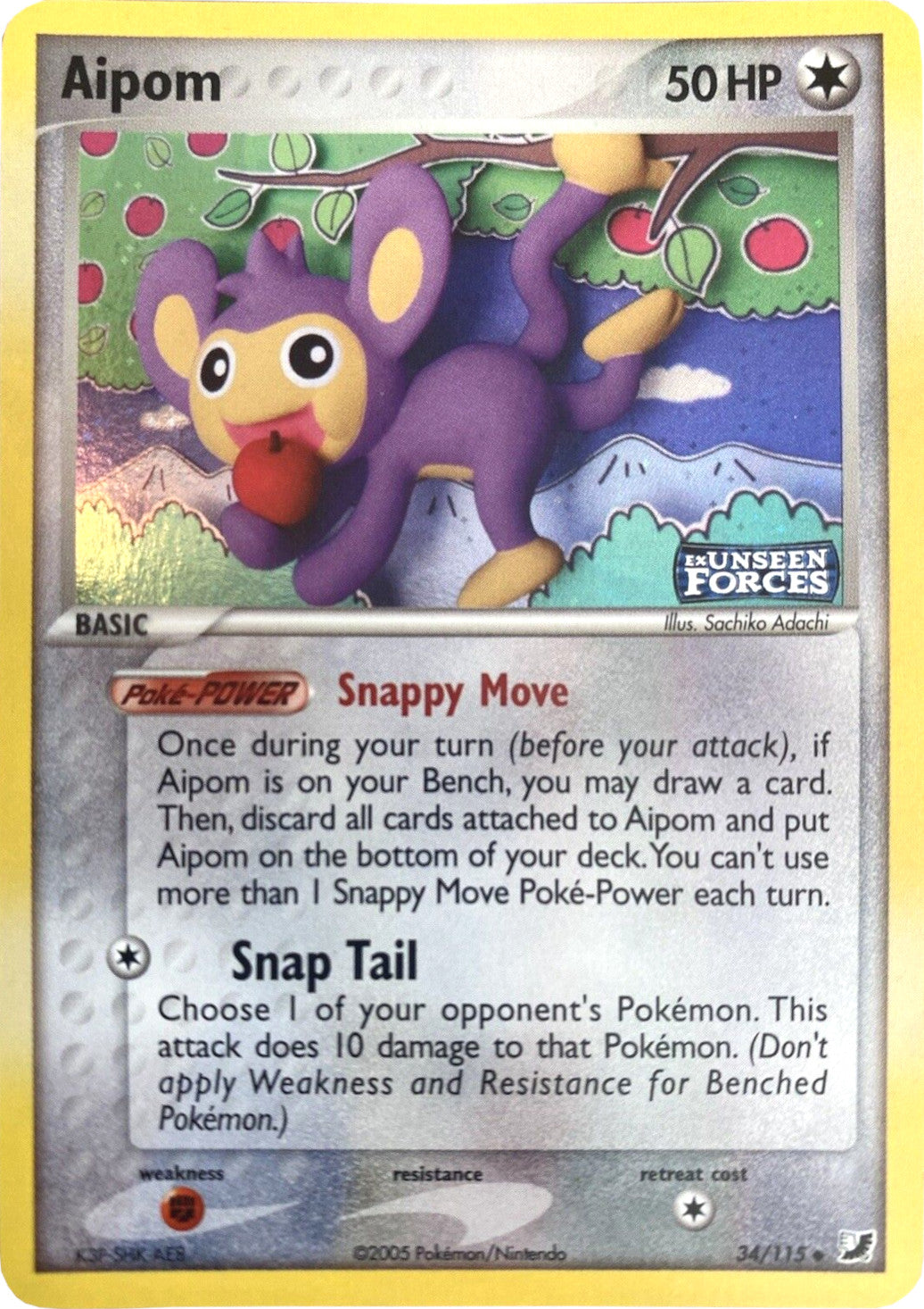 Aipom (34/115) (Stamped) [EX: Unseen Forces] | Galaxy Games LLC