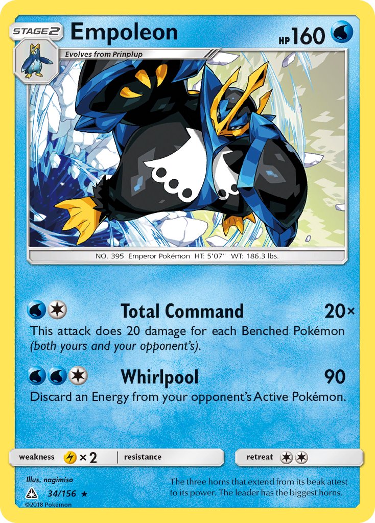 Empoleon (34/156) (Cracked Ice Holo) (Theme Deck Exclusive) [Sun & Moon: Ultra Prism] | Galaxy Games LLC