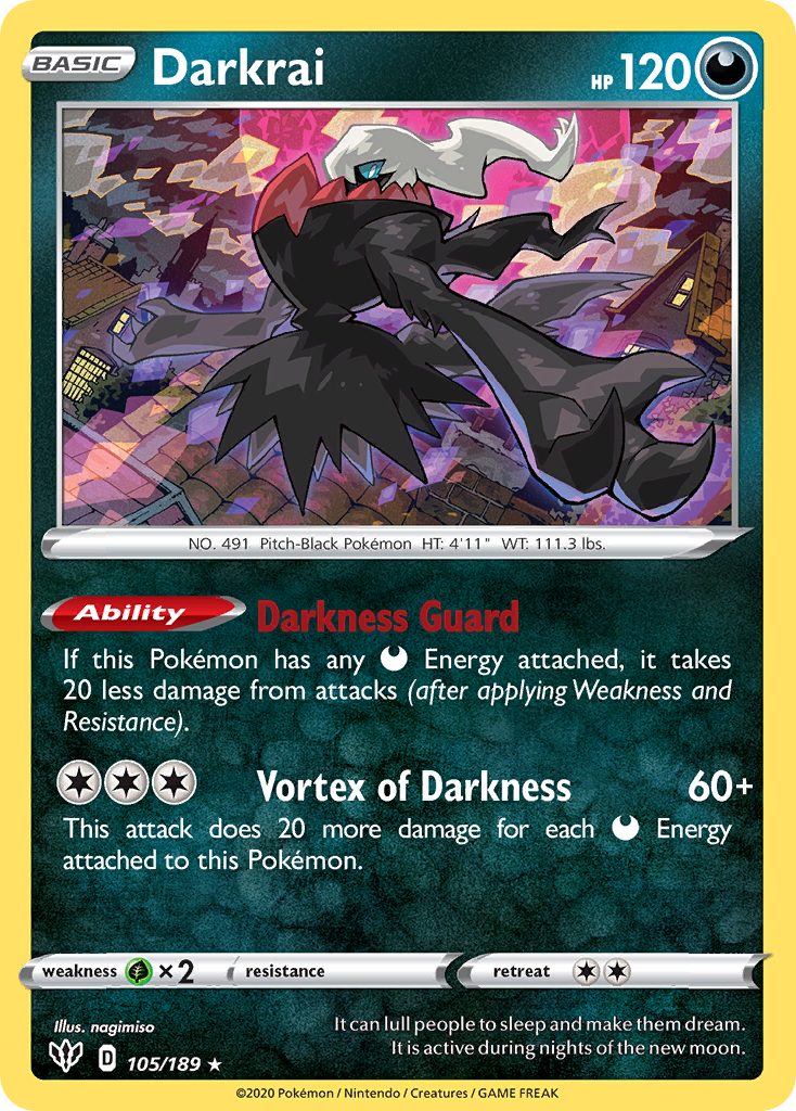 Darkrai (105/189) (Cosmos Holo) [Sword & Shield: Darkness Ablaze] | Galaxy Games LLC