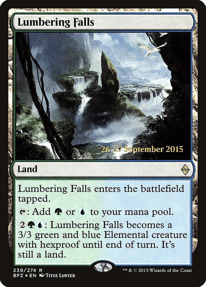 Lumbering Falls [Battle for Zendikar Prerelease Promos] | Galaxy Games LLC