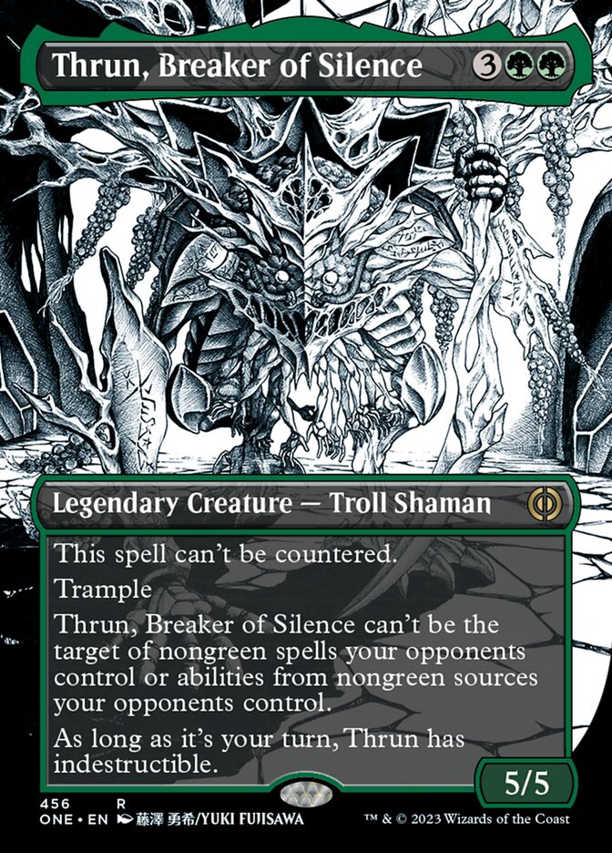 Thrun, Breaker of Silence (Borderless Manga Step-and-Compleat Foil) [Phyrexia: All Will Be One] | Galaxy Games LLC