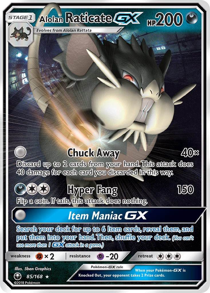 Alolan Raticate GX (85/168) [Sun & Moon: Celestial Storm] | Galaxy Games LLC