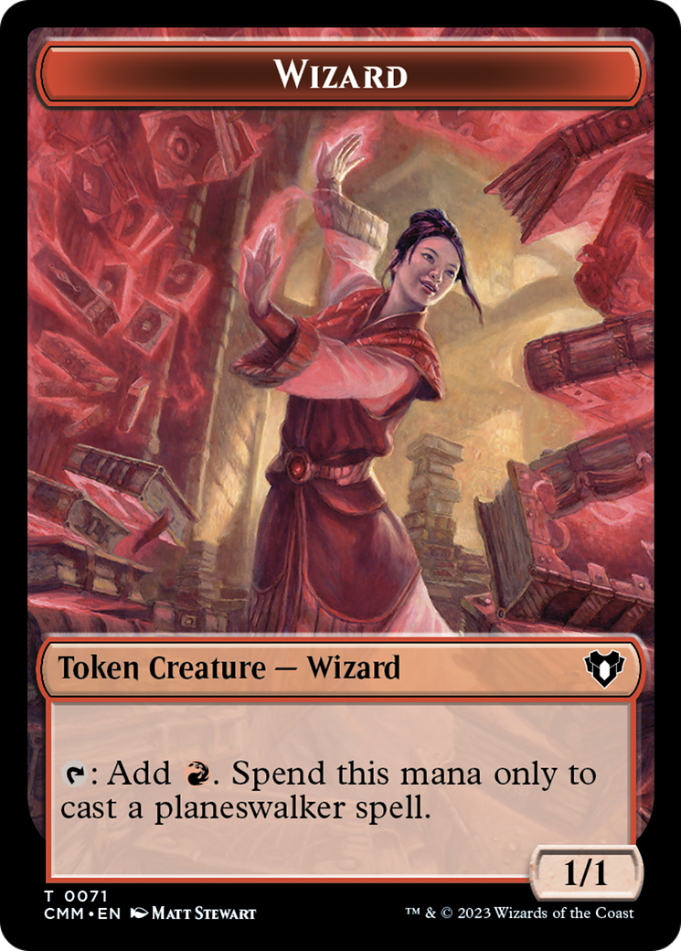 Chandra, Torch of Defiance Emblem // Wizard Double-Sided Token [Commander Masters Tokens] | Galaxy Games LLC