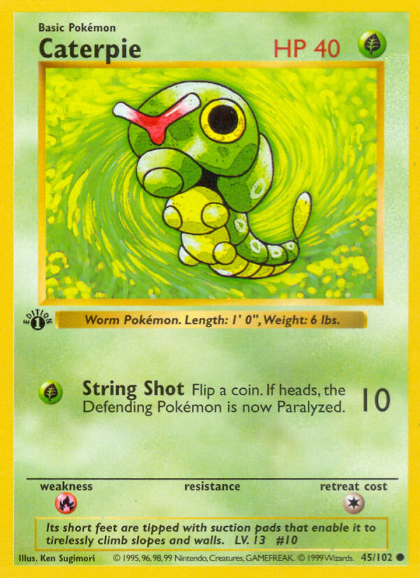 Caterpie (45/102) (Shadowless) [Base Set 1st Edition] | Galaxy Games LLC
