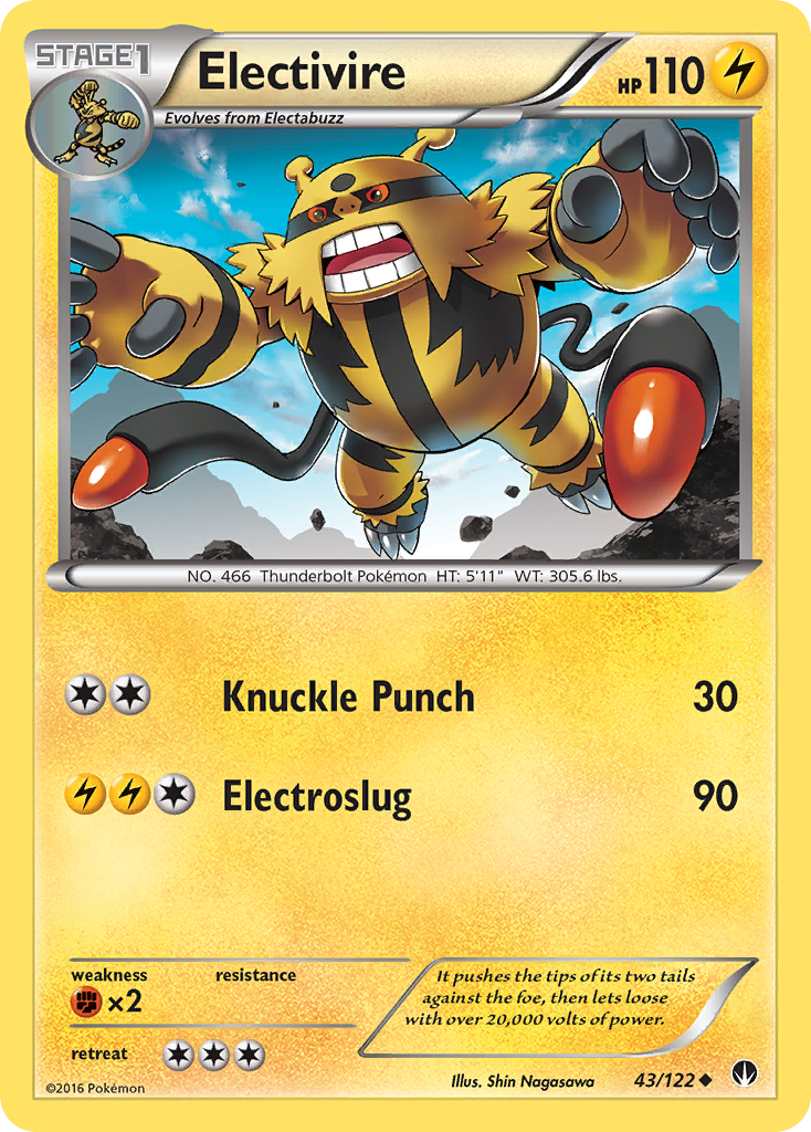 Pokemon Trading Card Game XY BREAKpoint Uncommon Electivire #43 Pokemon Trading Card Game XY BREAKpoint Uncommon Electivire #43