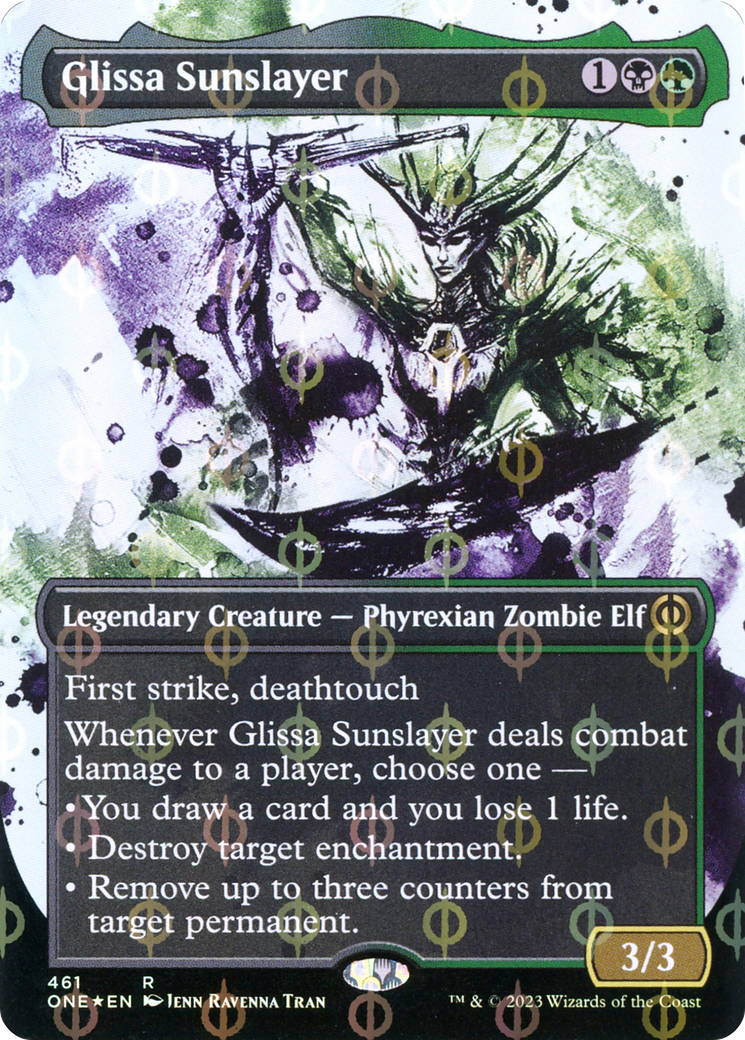 Glissa Sunslayer (Borderless Ichor Step-and-Compleat Foil) [Phyrexia: All Will Be One] | Galaxy Games LLC