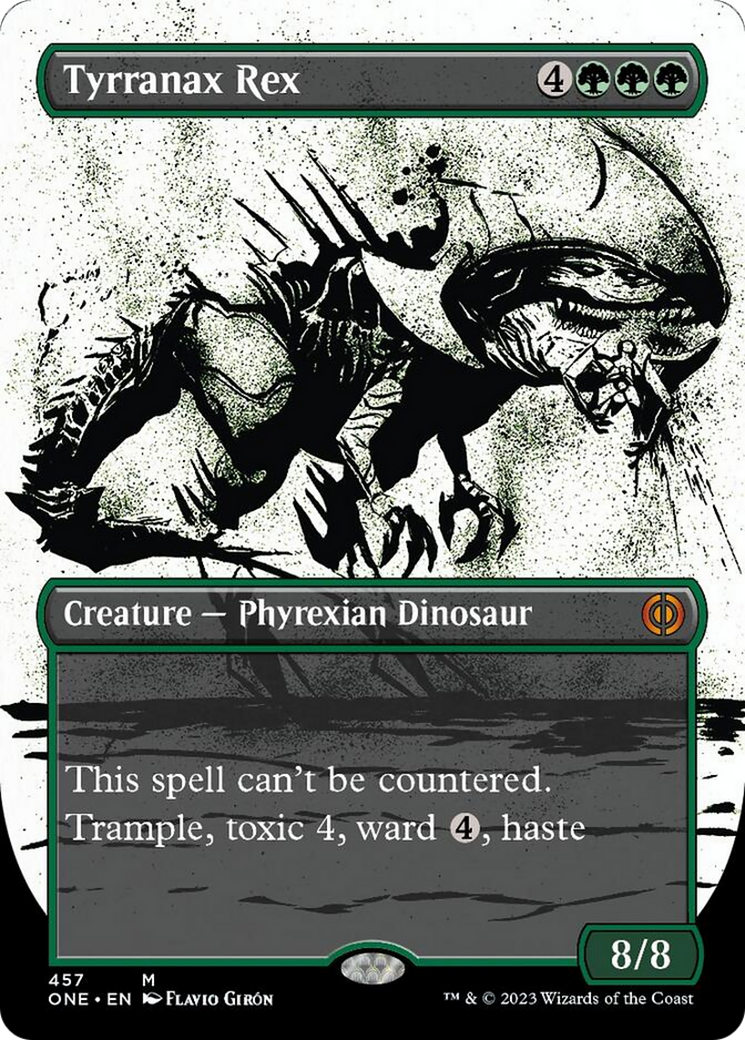 Tyrranax Rex (Borderless Ichor Step-and-Compleat Foil) [Phyrexia: All Will Be One] | Galaxy Games LLC