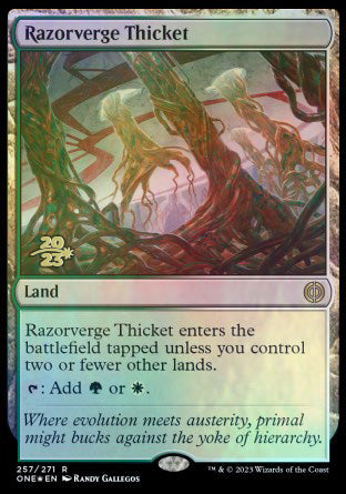 Razorverge Thicket [Phyrexia: All Will Be One Prerelease Promos] | Galaxy Games LLC