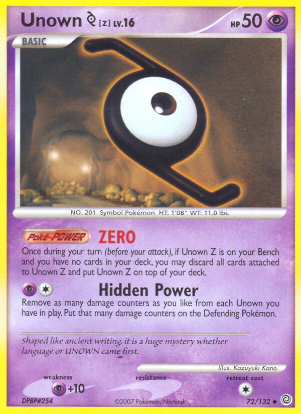 Unown Z (72/132) [Diamond & Pearl: Secret Wonders] | Galaxy Games LLC